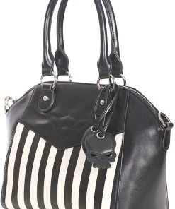 Banned Another Lost Soul Striped Handbag Black White New In