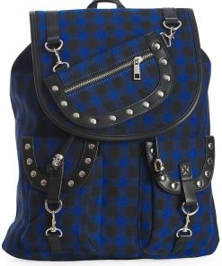 Banned Yami Check Backpack Blue New In