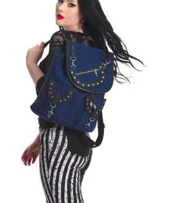 Banned Yami Check Backpack Blue New In