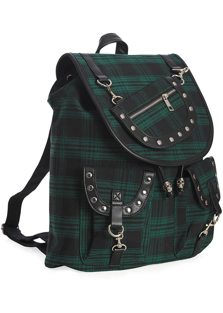 Banned Yami Check Backpack Green