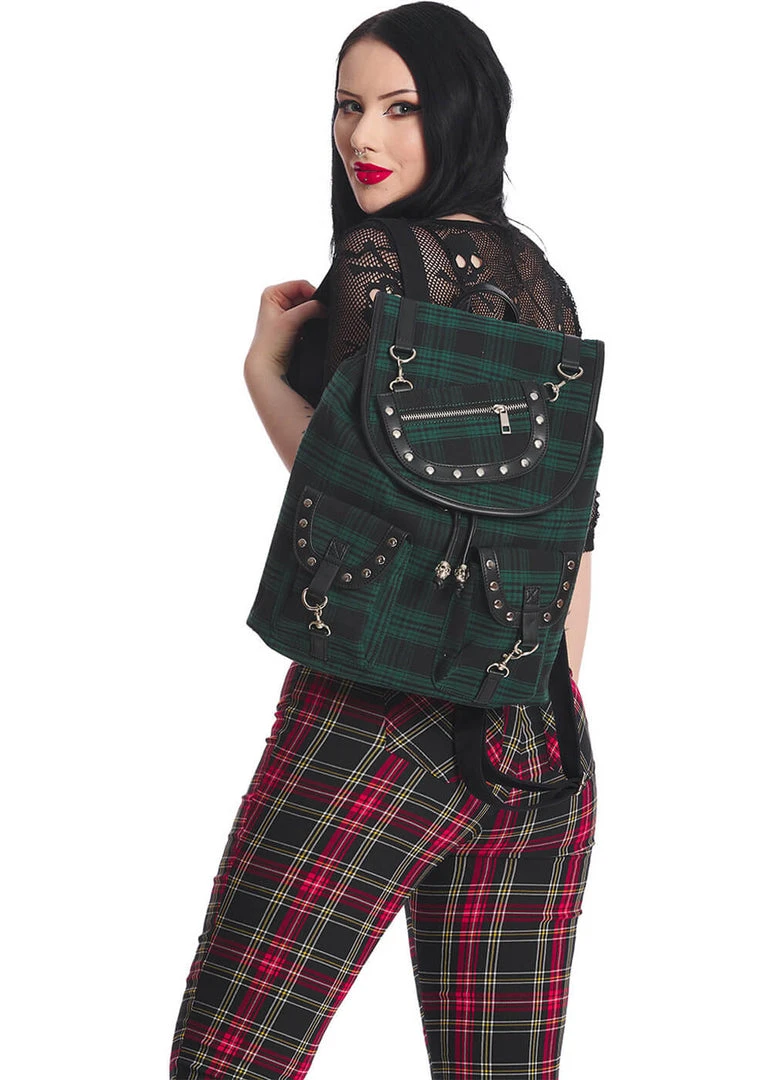 Banned Yami Check Backpack Green