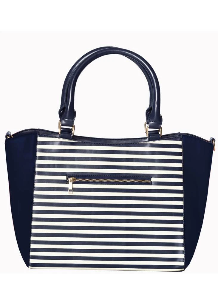 New In Banned Nautical Striped 50's Bag Navy Blue