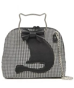 Banned Dixie Cat Bag Houndstooth Black New In