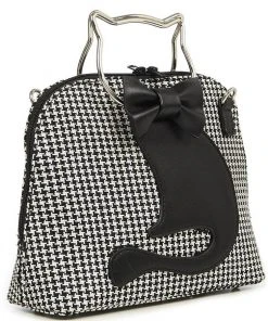 Banned Dixie Cat Bag Houndstooth Black New In