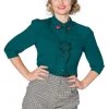Banned Foxy 50's Blouse Green