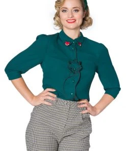 Banned Foxy 50's Blouse Green