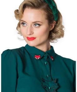 Banned Foxy 50's Blouse Green