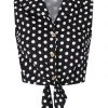 Banned Polkadot 50's Knotted Blouse Black