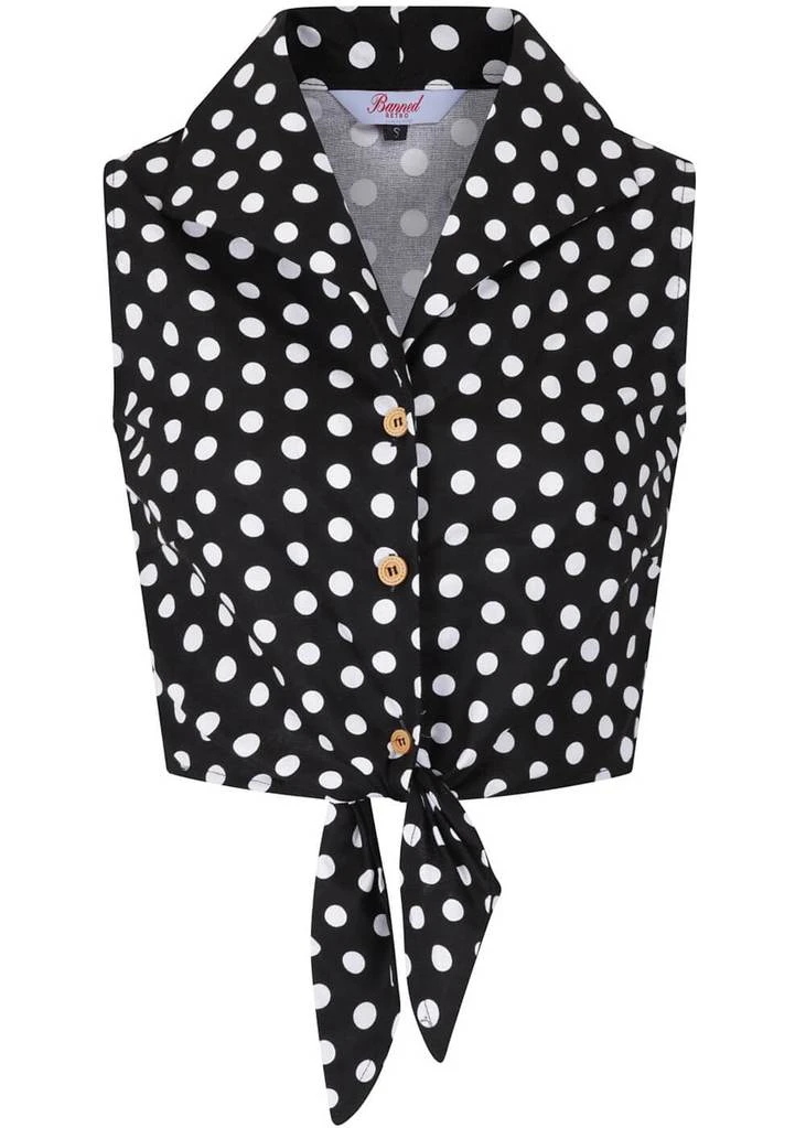 Banned Polkadot 50's Knotted Blouse Black