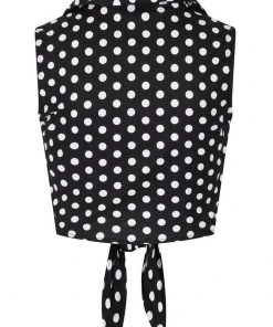 Banned Polkadot 50's Knotted Blouse Black