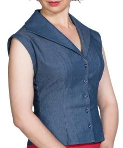 Banned Sweet Sail 40's Blouse Denim Blue