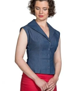Banned Sweet Sail 40's Blouse Denim Blue