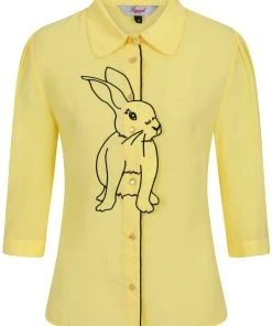 New In Banned Bunny Hop 40's Blouse Yellow