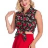 Banned Rose Garden 50's Tie Blouse Black New In