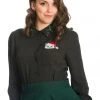 Banned Pocket Cat Christmas 40's Blouse Black