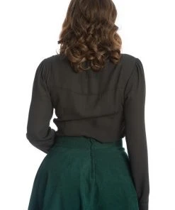 Banned Pocket Cat Christmas 40's Blouse Black