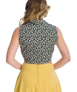 New In Banned Daisy 40's Blouse Black