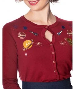 Banned Space Vamp 60's Cardigan Burgundy Colour