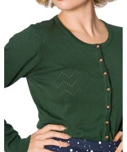 Banned Wendy 40's Pointelle Cardigan Green New In