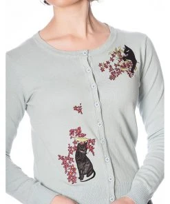Banned Black Cat Bloom 40's Cardigan Blue