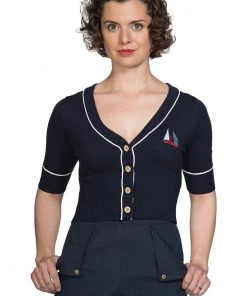 Banned Summer Sail 40's Cardigan Navy Blue New In