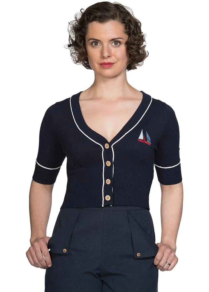 Banned Summer Sail 40's Cardigan Navy Blue New In