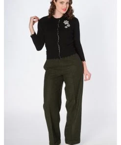 New In Banned Foot Print Dog 40's Cardigan Black