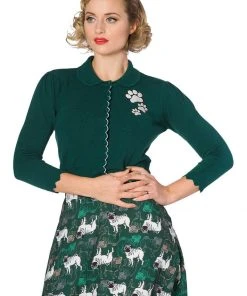 Banned Foot Print Dog 40's Cardigan Green New In