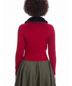 New In Banned Bow Dreaming 40's Cardigan In Burgundy