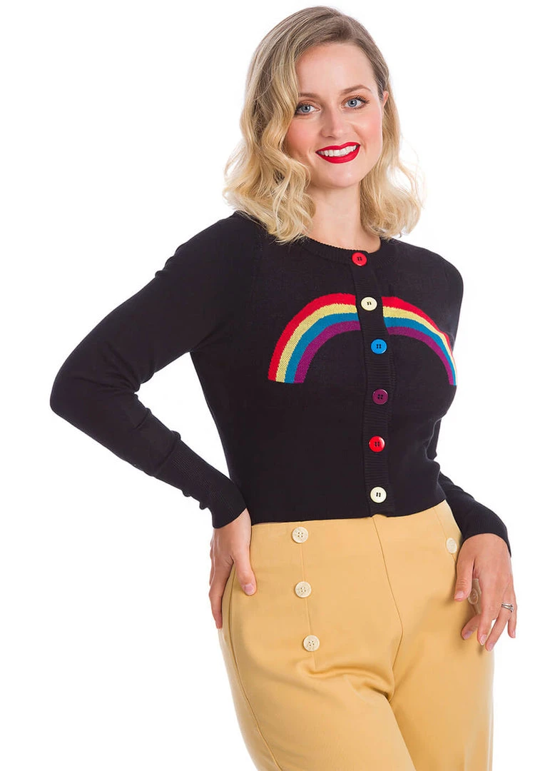 Banned Rainbow Days Ahead 60's Cardigan Black New In