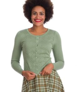 Banned Flower Power 40's Cardigan Green New In