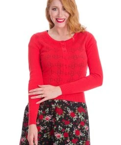 Banned Flower Power 40's Cardigan Red New In