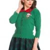 New In Banned Merry Catmus Christmas 40's Cardigan Green