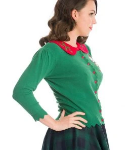 New In Banned Merry Catmus Christmas 40's Cardigan Green