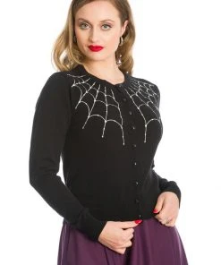 Banned Under Her Spider Web 50's Cardigan Black White