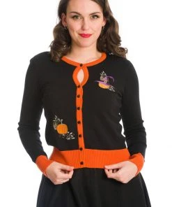Banned Pumpkin Spice & All Things Nice 50's Cardigan Black New In