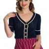 Banned Boat Club Anchor 50's Cardigan Navyblue