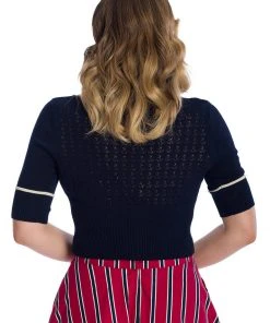 Banned Boat Club Anchor 50's Cardigan Navyblue
