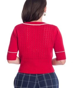 New In Banned Boat Club Anchor 50's Cardigan Red