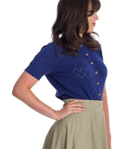New In Banned Summer Scallop 40's Cardigan Navy Blue