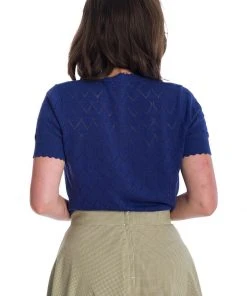 New In Banned Summer Scallop 40's Cardigan Navy Blue