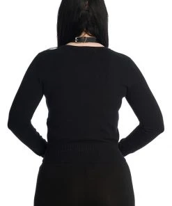Banned Ishtar Skeleton Rose 50's Cardigan Black New In