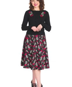 Banned Singing Rose 50's Cardigan Black New In