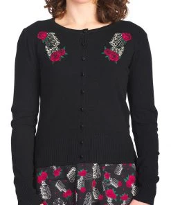 Banned Singing Rose 50's Cardigan Black New In