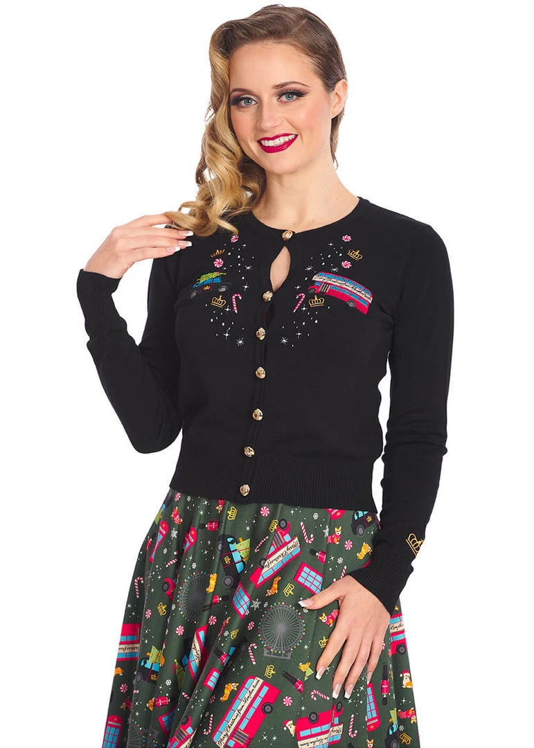 Banned Queens Cab 50's Cardigan Black