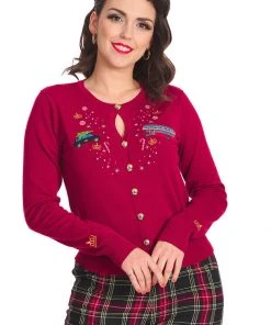 Banned Queens Cab 50's Cardigan Red