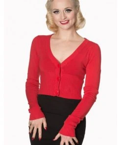 New In Banned Lets Go Dancing Retro 50's Cardigan Red