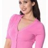 New In Banned Overload 50's Cardigan Bright Pink