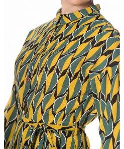 Banned Art Deco Leaves 60's Dress Green