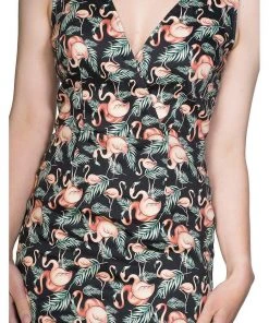New In Banned Flamingo Honnie 50's Pencil Dress Black